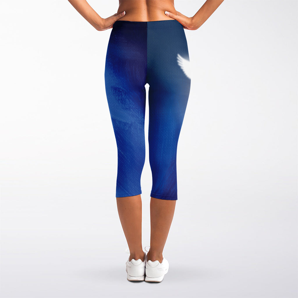 Christian Cross And White Doves Print Women's Capri Leggings