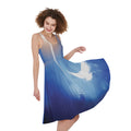 Christian Cross And White Doves Print Sleeveless Knee Length Dress