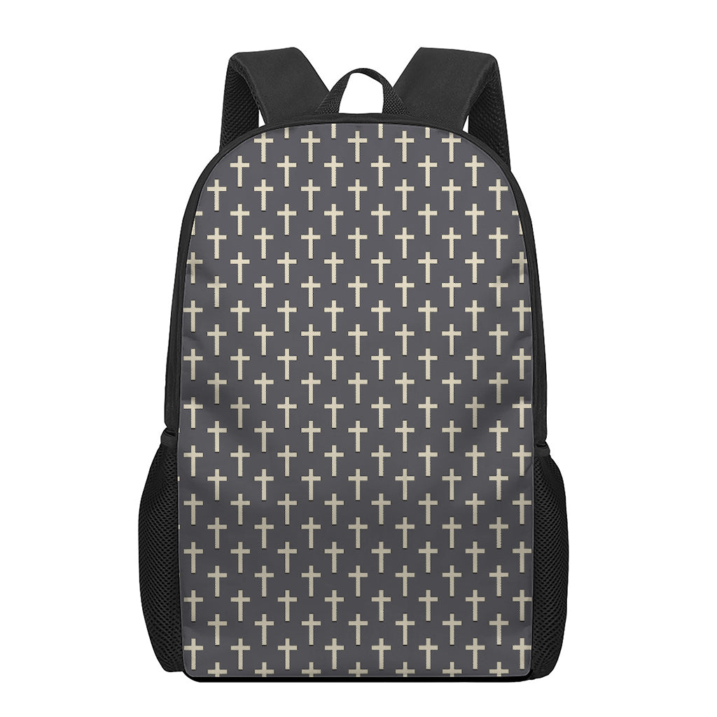 Christian Cross Pattern Print 17 Inch Backpack