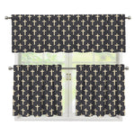 Christian Cross Pattern Print 3 Piece Kitchen Curtains