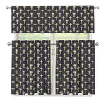 Christian Cross Pattern Print 3 Piece Kitchen Curtains