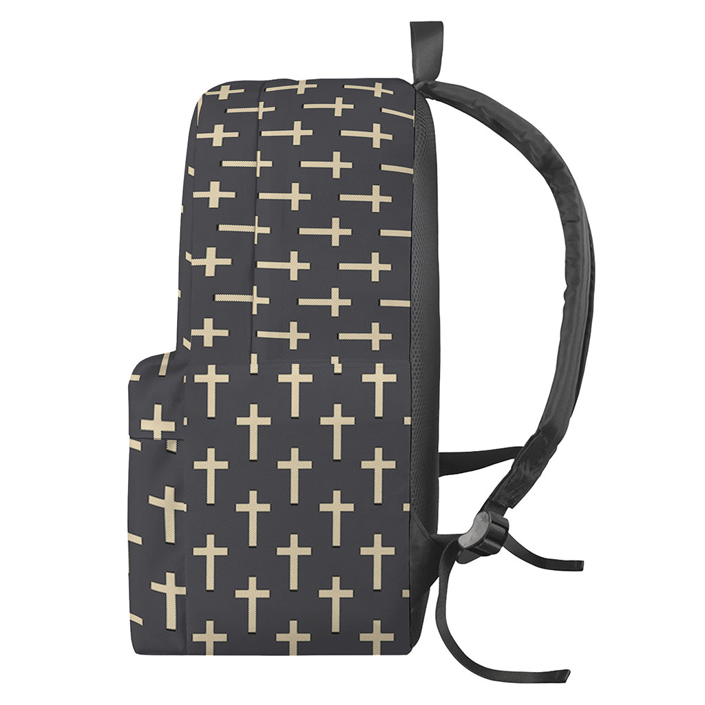 Christian Cross Pattern Print Backpack