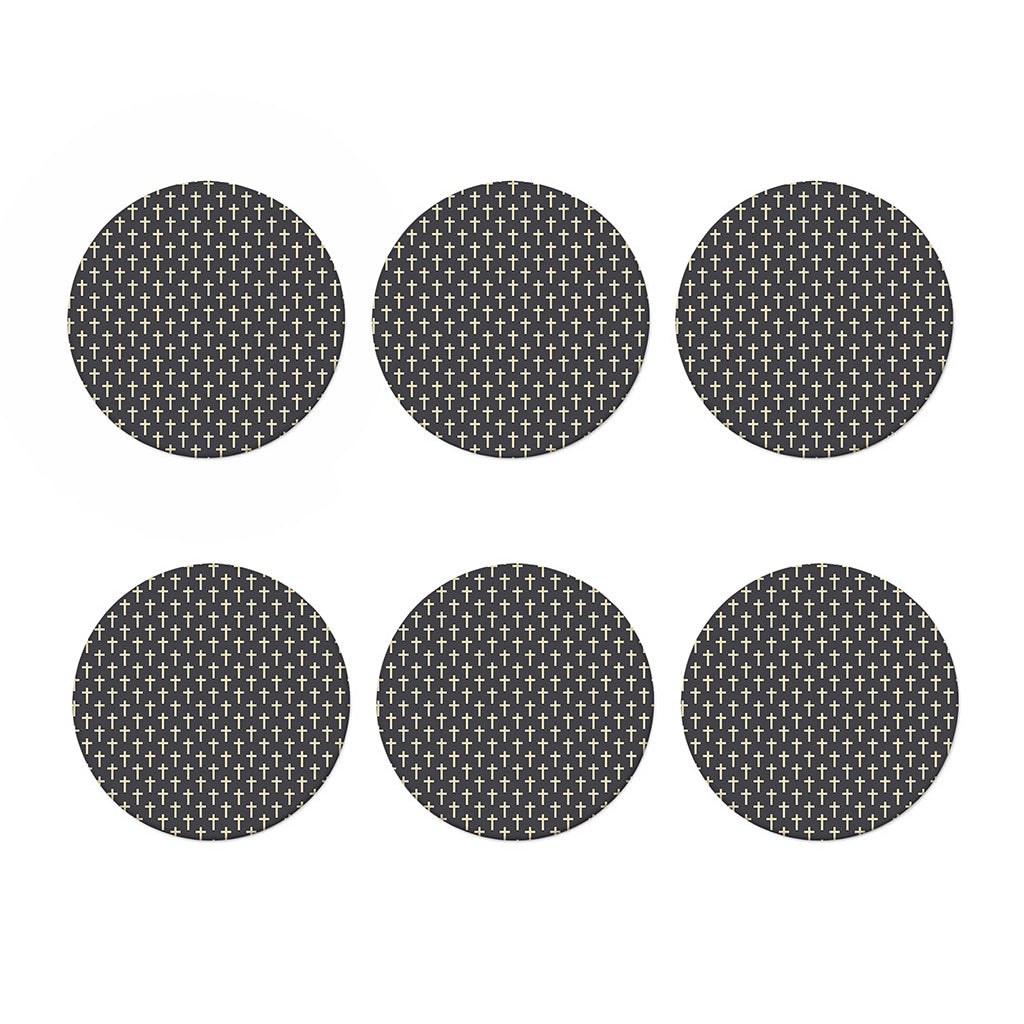 Christian Cross Pattern Print Coaster Set