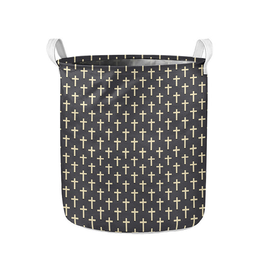 Christian Cross Pattern Print Collapsible Laundry Basket