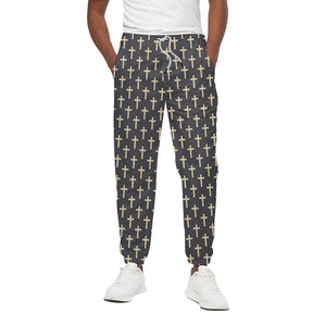 Christian Cross Pattern Print Cotton Pants