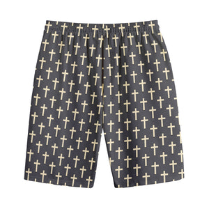 Christian Cross Pattern Print Cotton Shorts