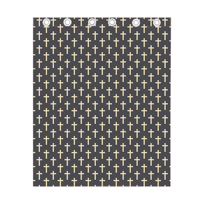 Christian Cross Pattern Print Curtain