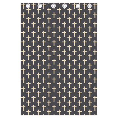 Christian Cross Pattern Print Curtain