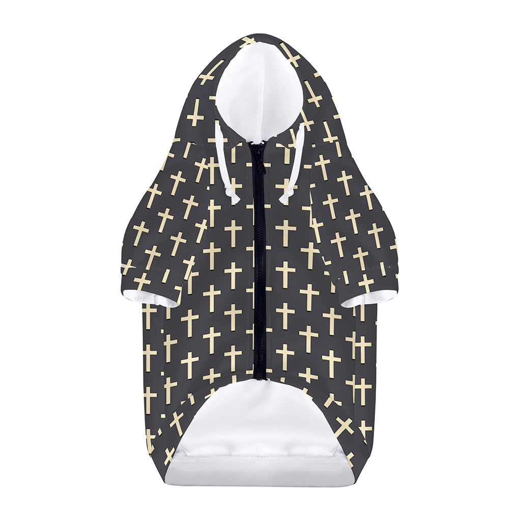 Christian Cross Pattern Print Dog Zip Up Hoodie