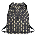 Christian Cross Pattern Print Drawstring Backpack