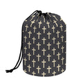Christian Cross Pattern Print Drawstring Makeup Bag