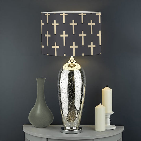 Christian Cross Pattern Print Drum Lamp Shade
