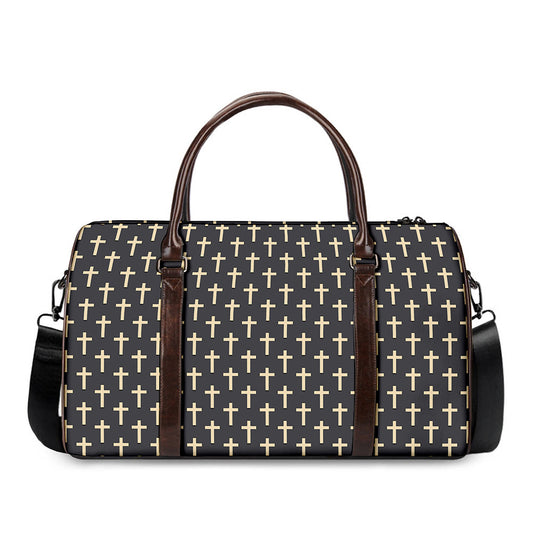 Christian Cross Pattern Print Duffle Bag