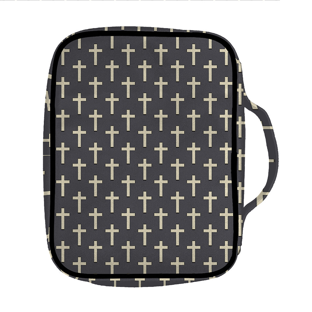Christian Cross Pattern Print Front Pocket Bible Bag