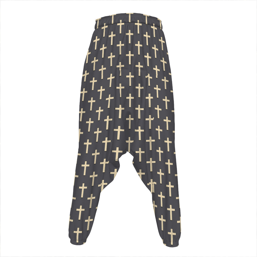 Christian Cross Pattern Print Hammer Pants