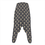 Christian Cross Pattern Print Hammer Pants