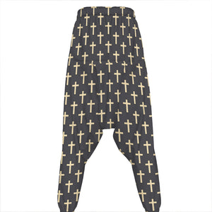 Christian Cross Pattern Print Hammer Pants