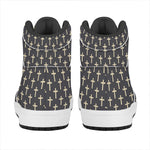 Christian Cross Pattern Print High Top Leather Sneakers