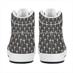 Christian Cross Pattern Print High Top Leather Sneakers