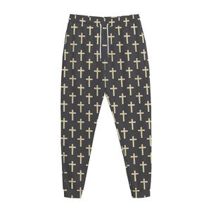 Christian Cross Pattern Print Jogger Pants