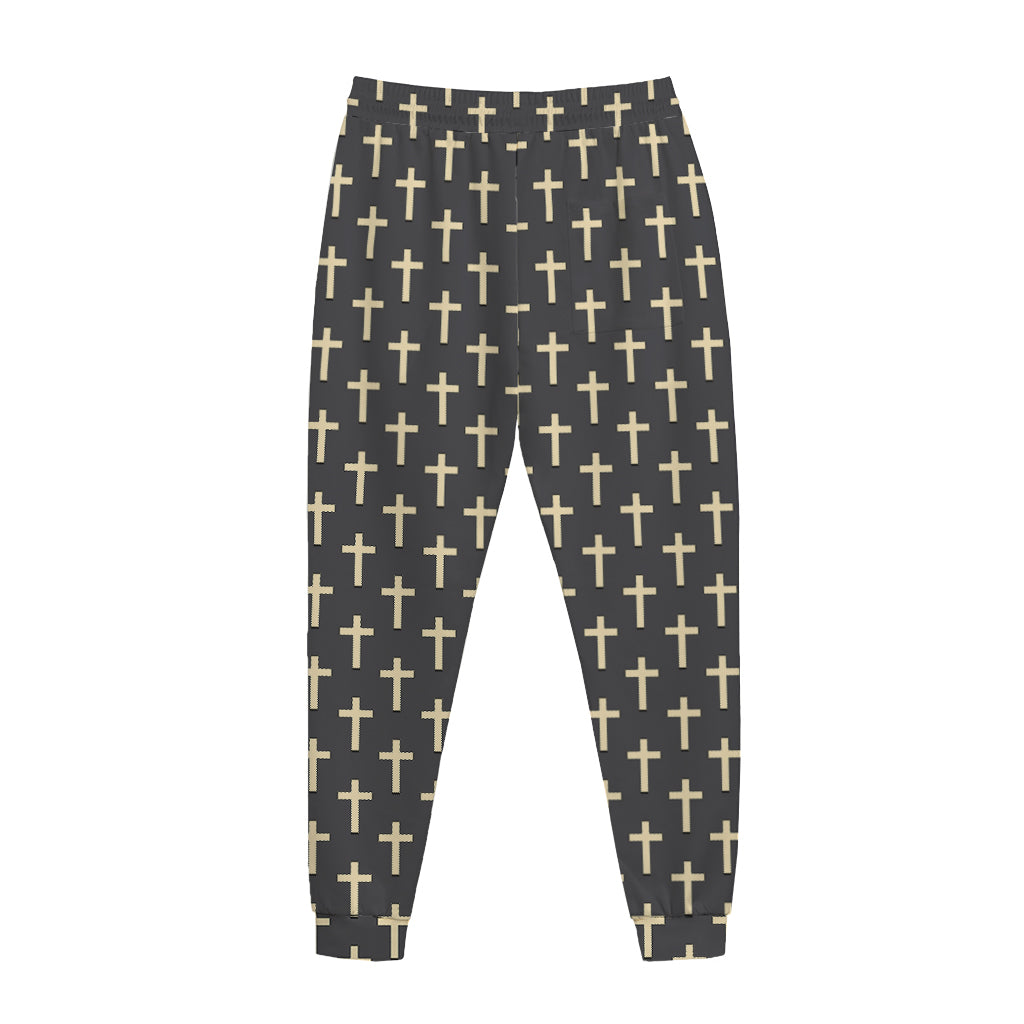 Christian Cross Pattern Print Jogger Pants