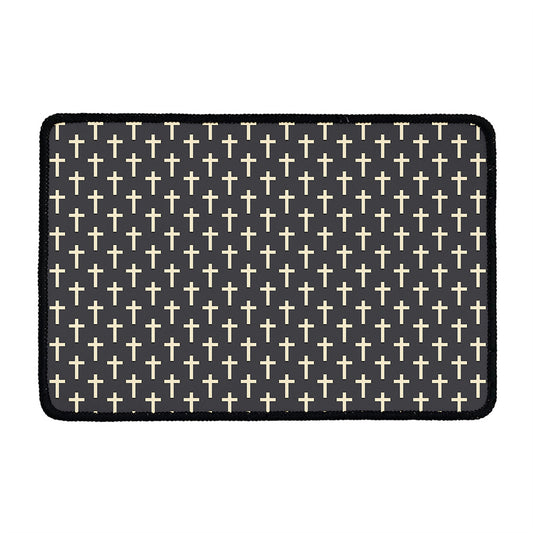 Christian Cross Pattern Print Kitchen Mat
