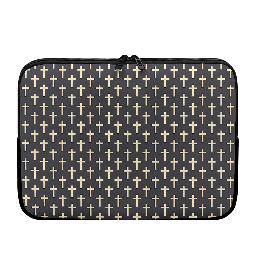 Christian Cross Pattern Print Laptop Sleeve