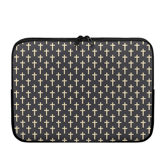 Christian Cross Pattern Print Laptop Sleeve
