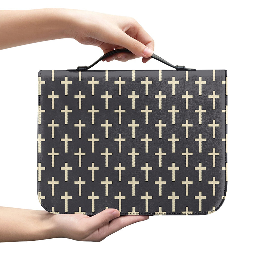 Christian Cross Pattern Print Leather Bible Cover