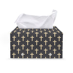 Christian Cross Pattern Print Leather Tissue Box Cover