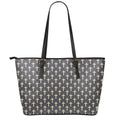 Christian Cross Pattern Print Leather Tote Bag With Zipper