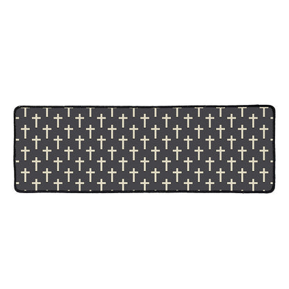 Christian Cross Pattern Print Long Kitchen Mat