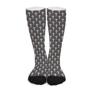 Christian Cross Pattern Print Long Socks