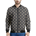 Christian Cross Pattern Print Men's Bomber Jacket