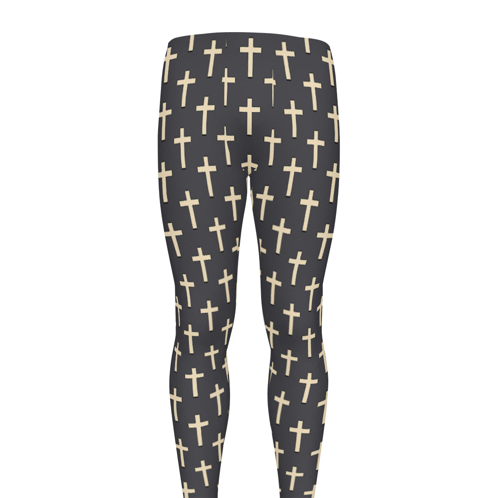 Christian Cross Pattern Print Men's leggings