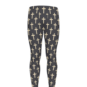 Christian Cross Pattern Print Men's leggings