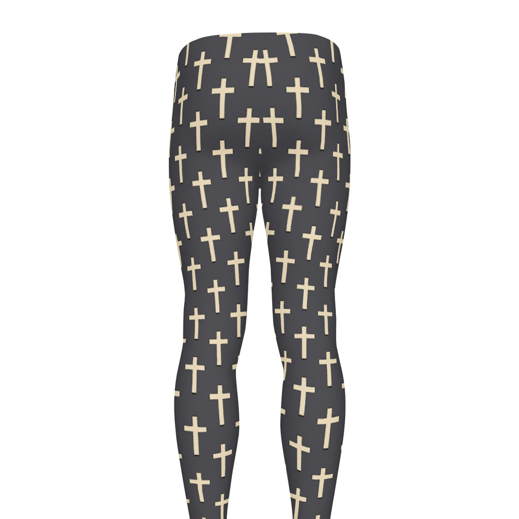 Christian Cross Pattern Print Men's leggings