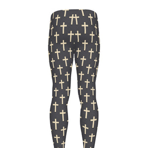 Christian Cross Pattern Print Men's leggings