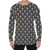 Christian Cross Pattern Print Men's Long Sleeve T-Shirt