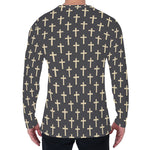 Christian Cross Pattern Print Men's Long Sleeve T-Shirt