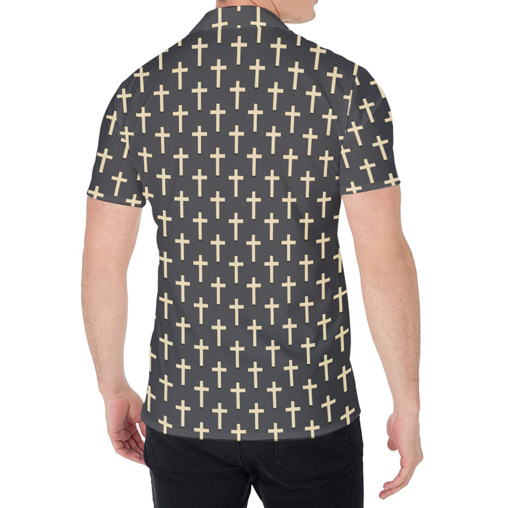 Christian Cross Pattern Print Men's Shirt