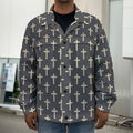 Christian Cross Pattern Print Men's Shirt Jacket