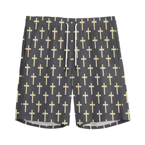 Christian Cross Pattern Print Men's Sports Shorts