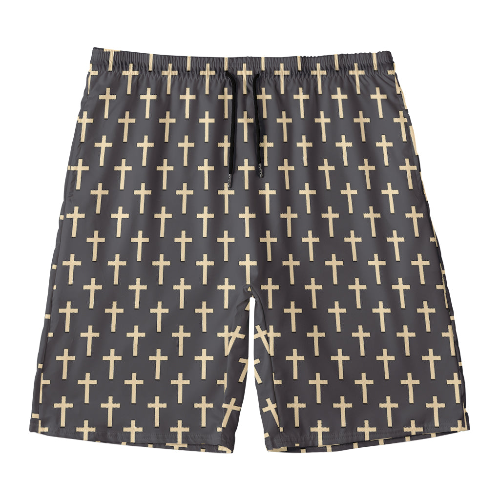 Christian Cross Pattern Print Men's Swim Trunks