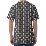 Christian Cross Pattern Print Men's Velvet T-Shirt