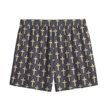 Christian Cross Pattern Print Mesh Shorts