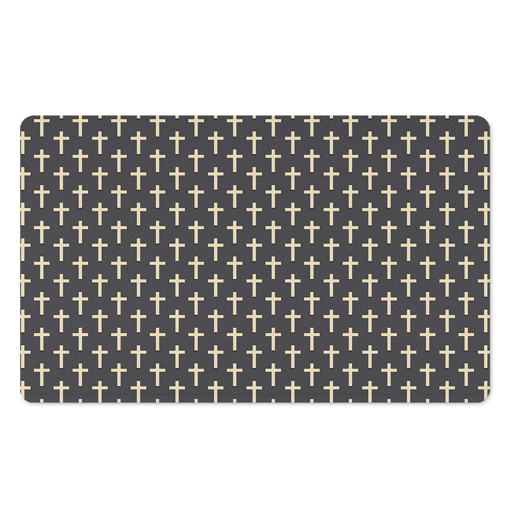 Christian Cross Pattern Print Polyester Doormat