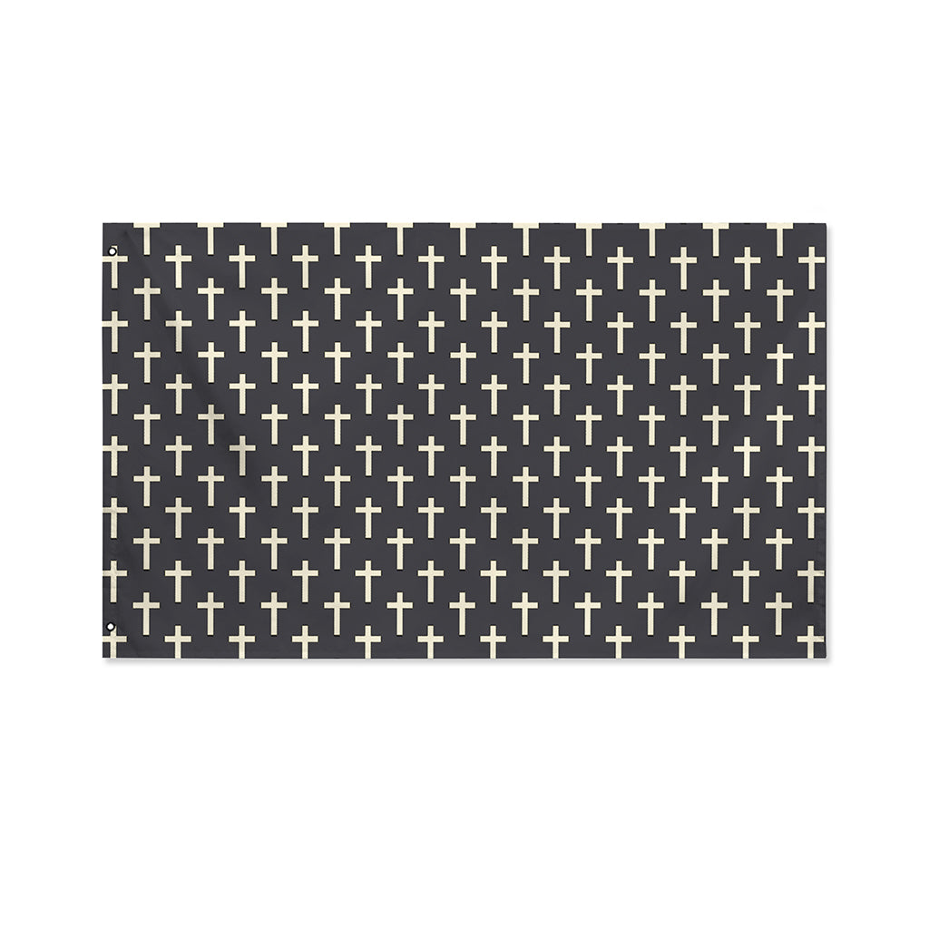 Christian Cross Pattern Print Polyester Flag