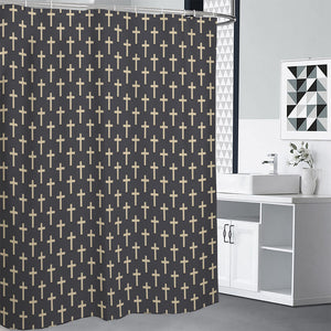 Christian Cross Pattern Print Premium Shower Curtain