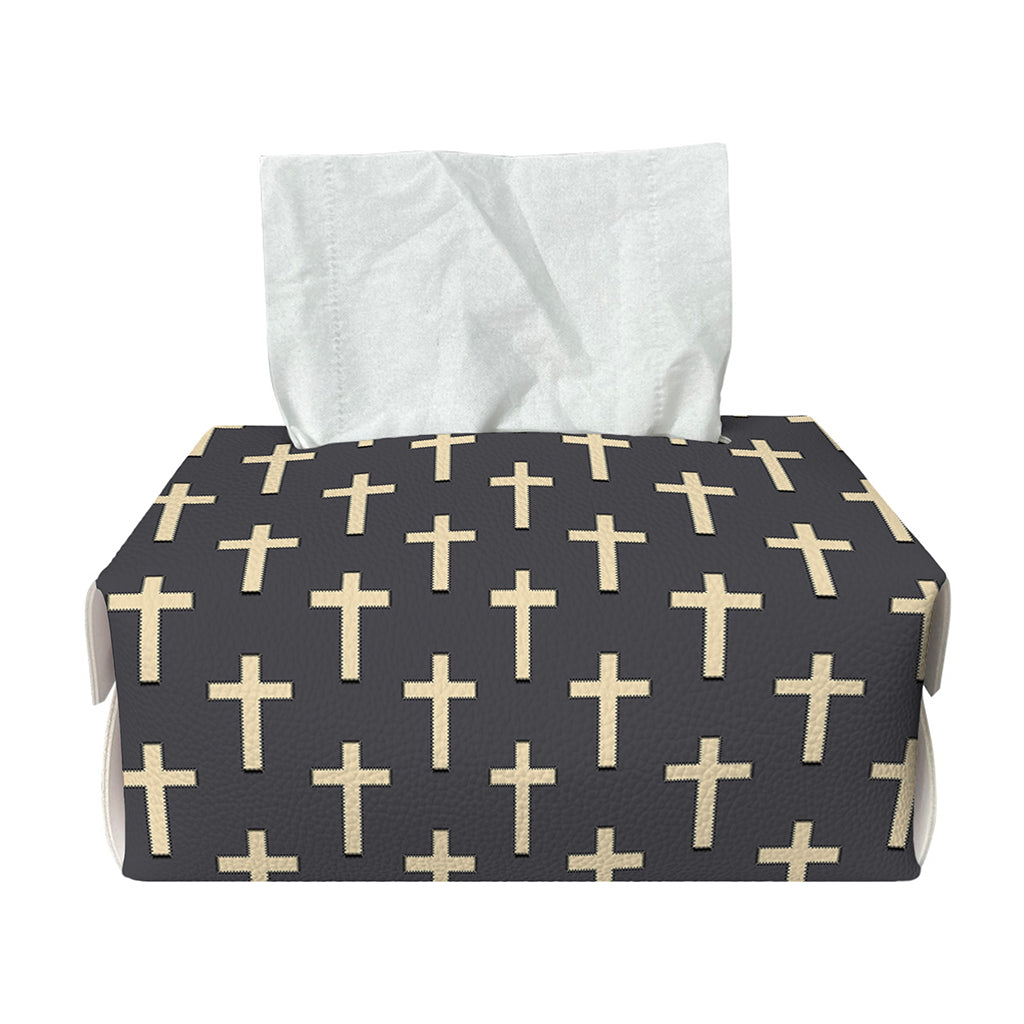 Christian Cross Pattern Print Rectangle Tissue Box Cover